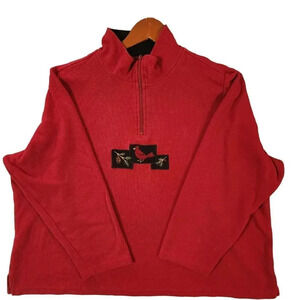 Breckenridge Sweater Women's Size 2x Red Cotton Long Sleeve Christmas Henley